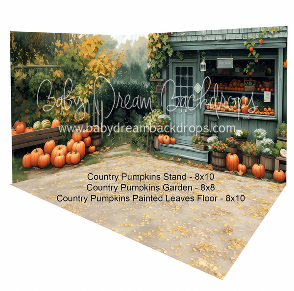 Fabric Room Country Pumpkins Stand + Country Pumpkins Garden + Country Pumpkins Painted Leaves Floor