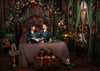 Fabric Room Green Dream Pine Window + Green Dream Pine Queen Headboard + Archer Tiles