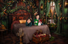 Fabric Room Green Dream Pine Window + Green Dream Pine Queen Headboard + Archer Tiles