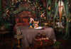 Fabric Room Green Dream Pine Window + Green Dream Pine Queen Headboard + Archer Tiles