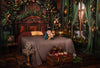 Fabric Room Green Dream Pine Window + Green Dream Pine Queen Headboard + Archer Tiles