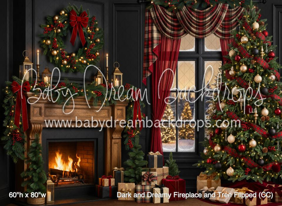 Dark and Dreamy Fireplace and Tree Flipped (CC)