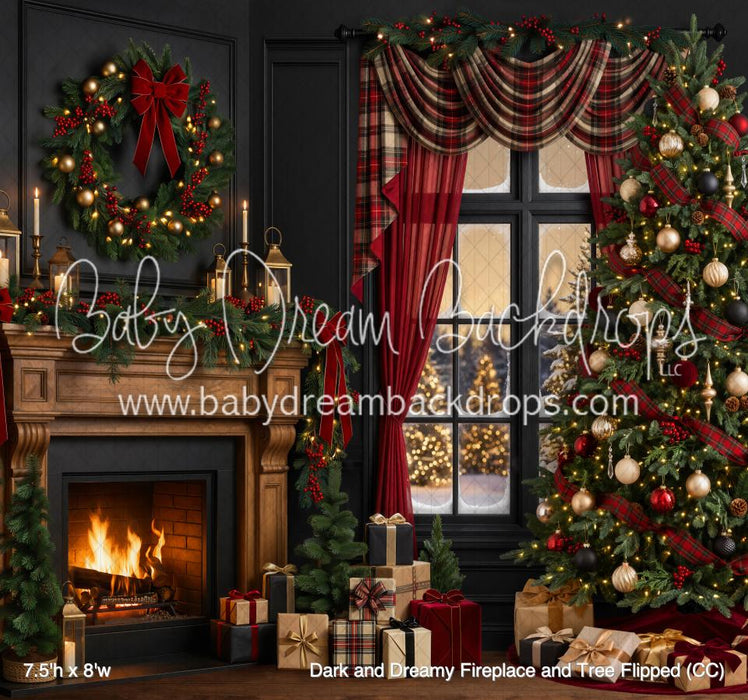 Dark and Dreamy Fireplace and Tree Flipped (CC)