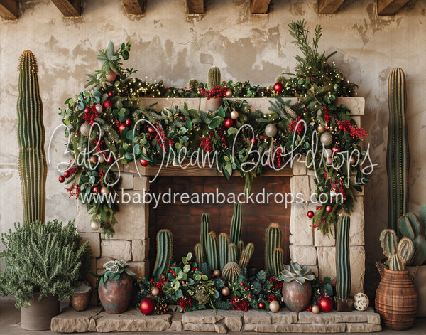 Desert Christmas Mantle with Lights (MD)