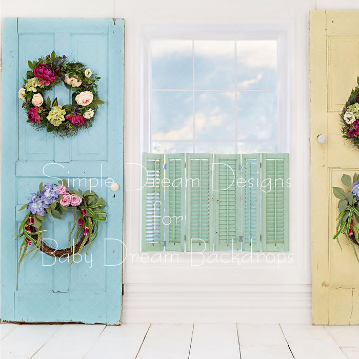 Doors Shutters And Wreaths Yellow