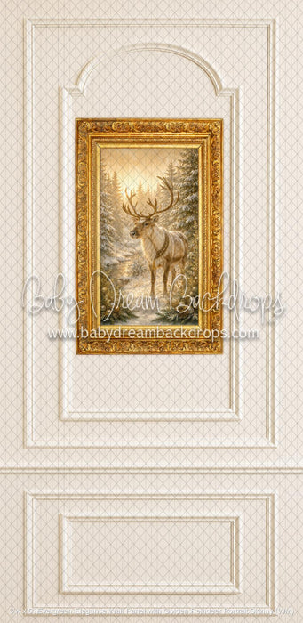 Evergreen Elegance Wall Panel with Golden Reindeer Portrait Skinny (WM)