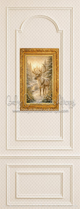 Evergreen Elegance Wall Panel with Golden Reindeer Portrait Skinny (WM)