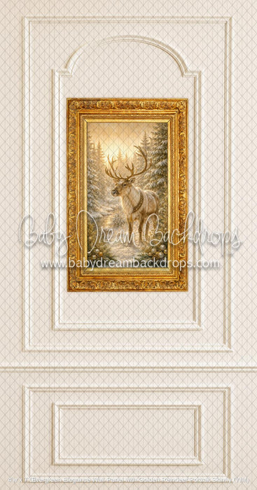Evergreen Elegance Wall Panel with Golden Reindeer Portrait Skinny (WM)