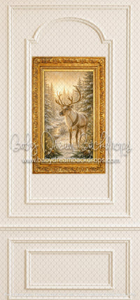 Evergreen Elegance Wall Panel with Golden Reindeer Portrait Skinny (WM)