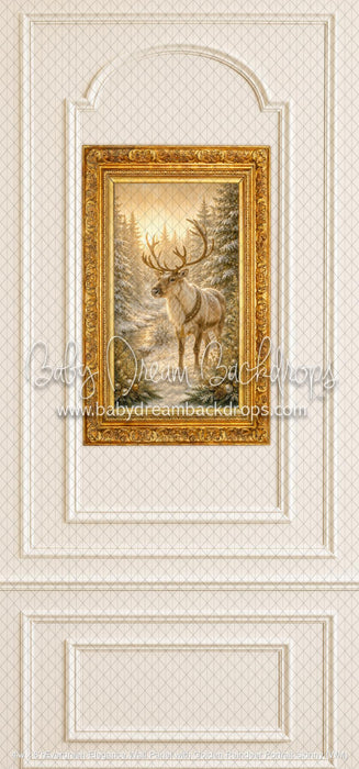 Evergreen Elegance Wall Panel with Golden Reindeer Portrait Skinny (WM)