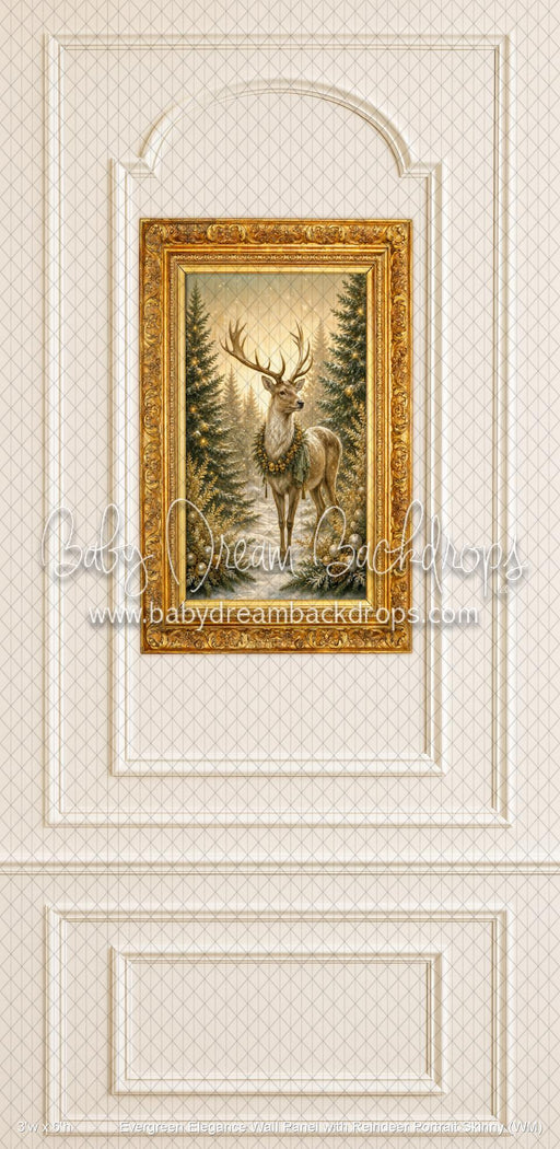 Evergreen Elegance Wall Panel with Reindeer Portrait Skinny (WM)