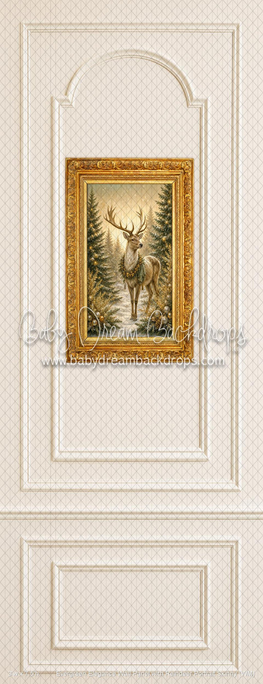 Evergreen Elegance Wall Panel with Reindeer Portrait Skinny (WM)