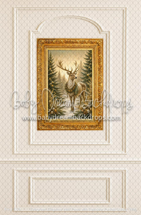 Evergreen Elegance Wall Panel with Reindeer Portrait Skinny (WM)