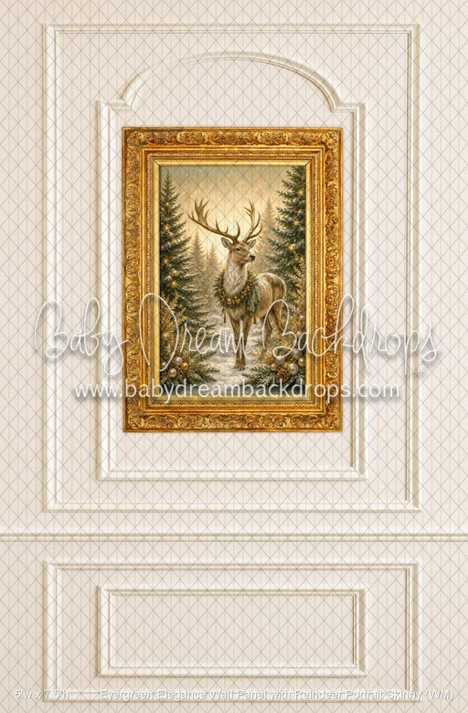 Evergreen Elegance Wall Panel with Reindeer Portrait Skinny (WM)