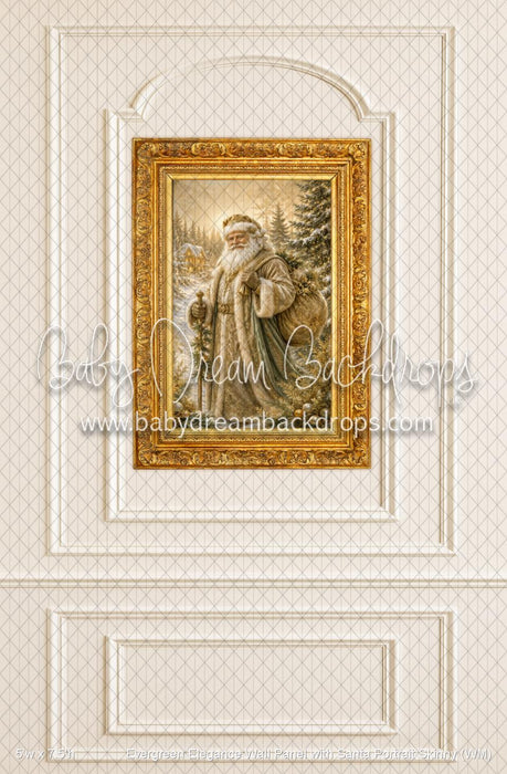 Evergreen Elegance Wall Panel with Santa Portrait Skinny (WM)