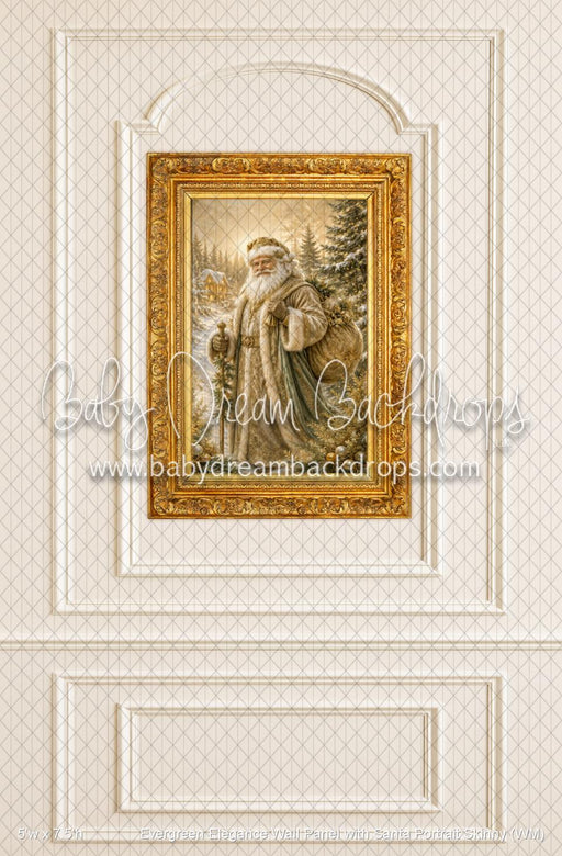 Evergreen Elegance Wall Panel with Santa Portrait Skinny (WM)