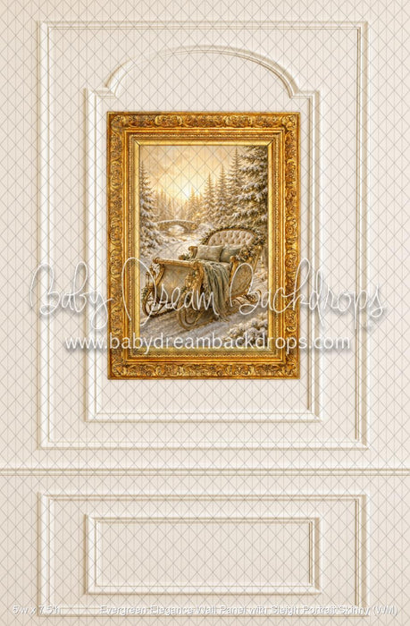 Evergreen Elegance Wall Panel with Sleigh Portrait Skinny (WM)