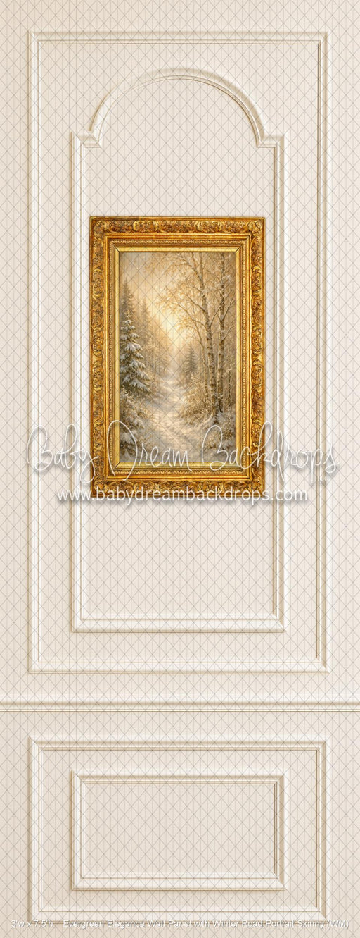 Evergreen Elegance Wall Panel with Winter Road Portrait Skinny (WM)