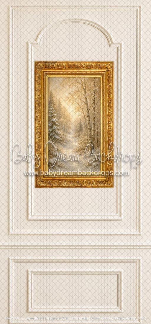 Evergreen Elegance Wall Panel with Winter Road Portrait Skinny (WM)