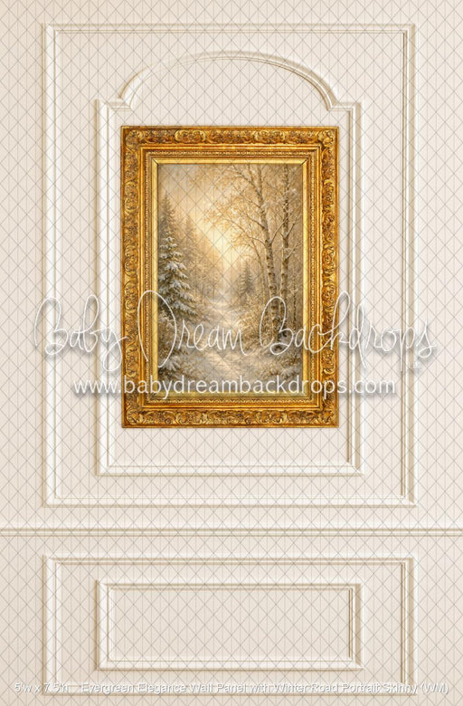 Evergreen Elegance Wall Panel with Winter Road Portrait Skinny (WM)