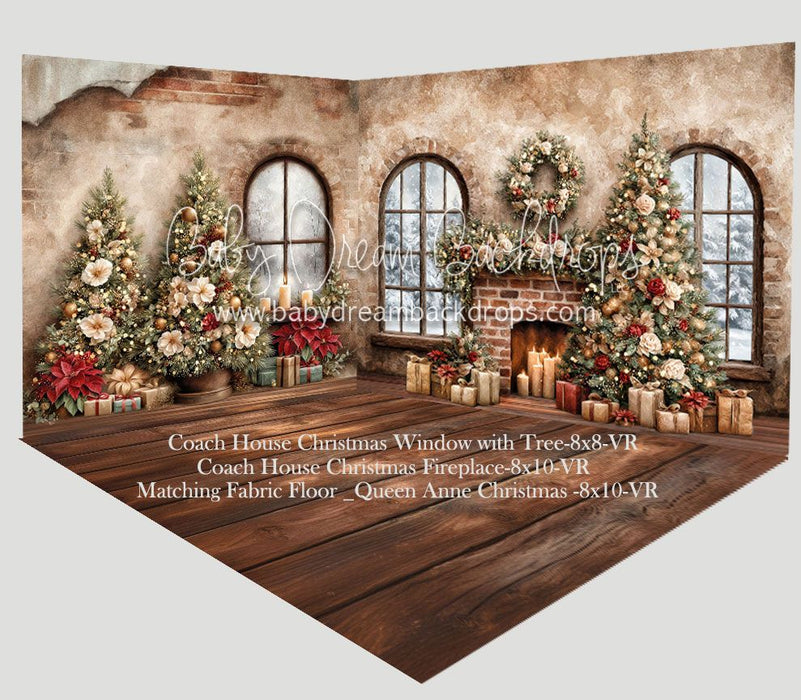 Room Coach House Christmas Fireplace + Coach House Christmas Window with Tree + Queen Anne Christmas Floor (VR)