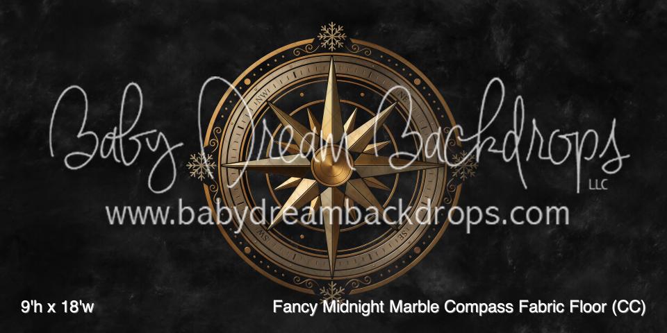 Fancy Midnight Marble Compass Fabric Floor (CC)