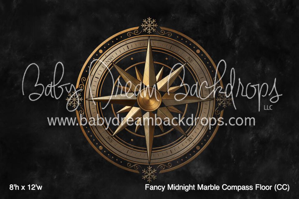 Fancy Midnight Marble Compass Fabric Floor (CC)