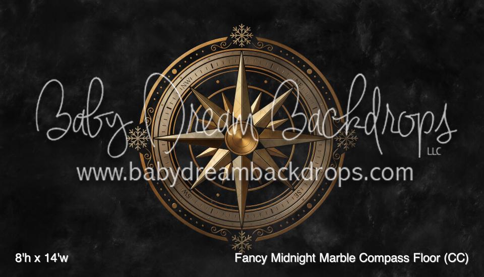Fancy Midnight Marble Compass Fabric Floor (CC)