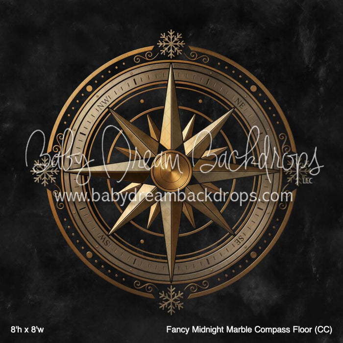 Fancy Midnight Marble Compass Fabric Floor (CC)