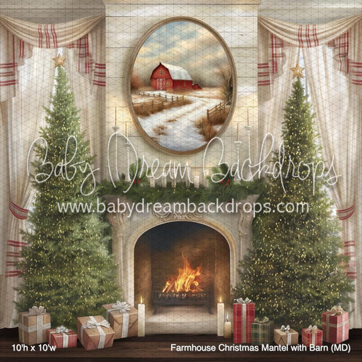 Farmhouse Christmas Mantel with Barn (MD)