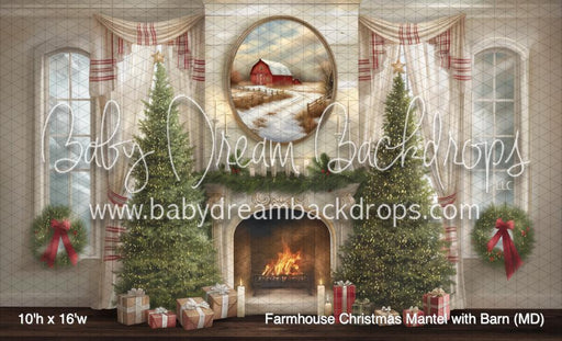 Farmhouse Christmas Mantel with Barn (MD)
