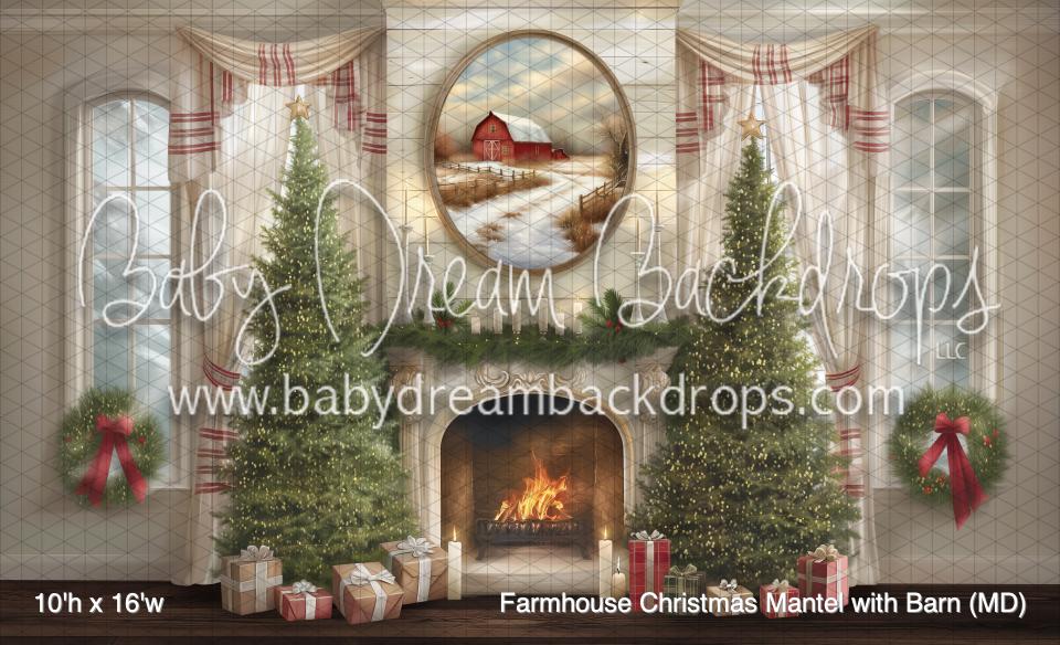 Farmhouse Christmas Mantel with Barn (MD)