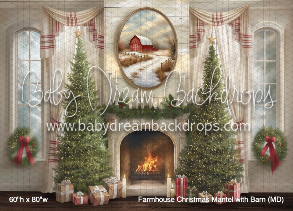 Farmhouse Christmas Mantel with Barn (MD)