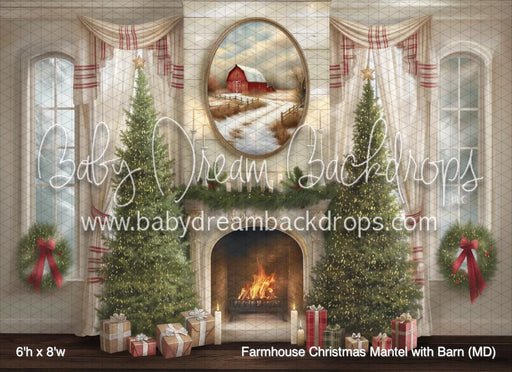 Farmhouse Christmas Mantel with Barn (MD)