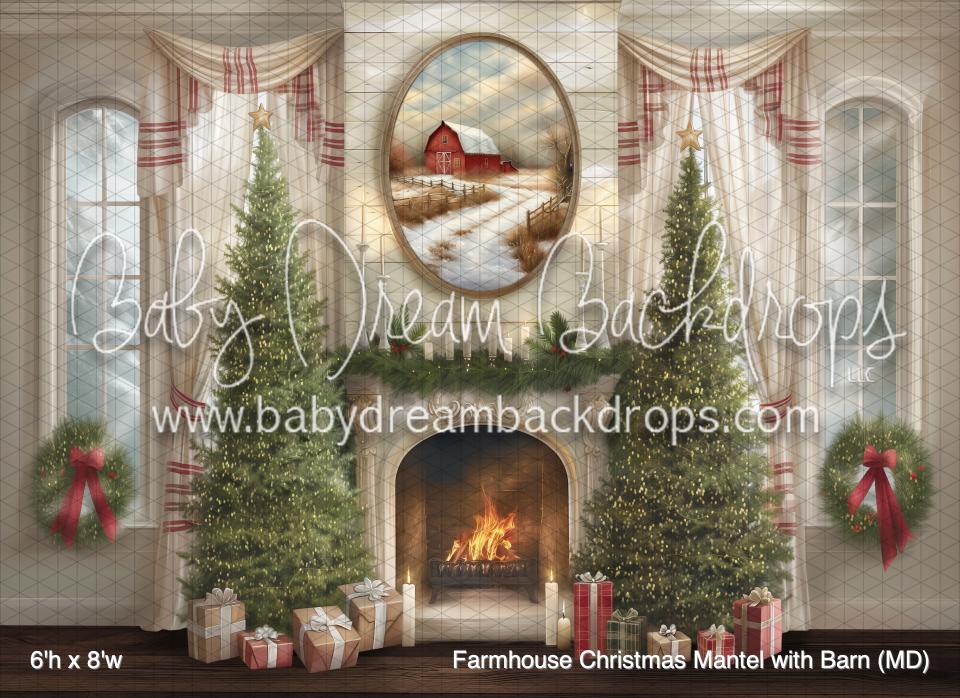 Farmhouse Christmas Mantel with Barn (MD)