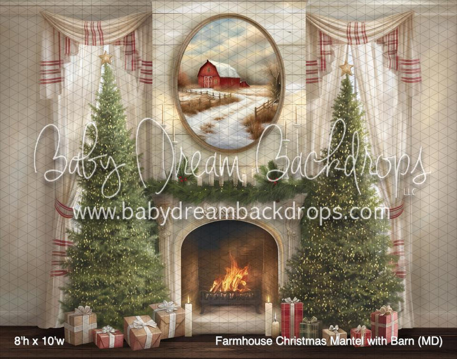 Farmhouse Christmas Mantel with Barn (MD)