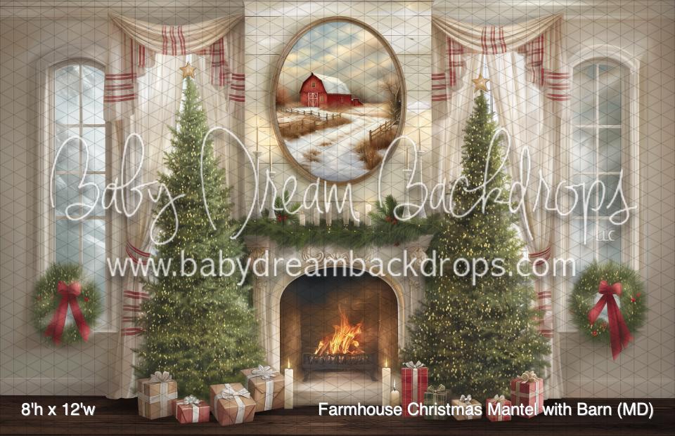 Farmhouse Christmas Mantel with Barn (MD)