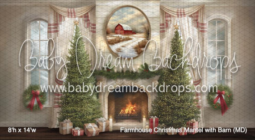 Farmhouse Christmas Mantel with Barn (MD)