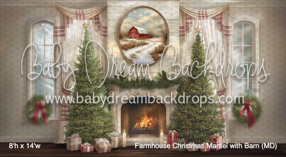 Farmhouse Christmas Mantel with Barn (MD)