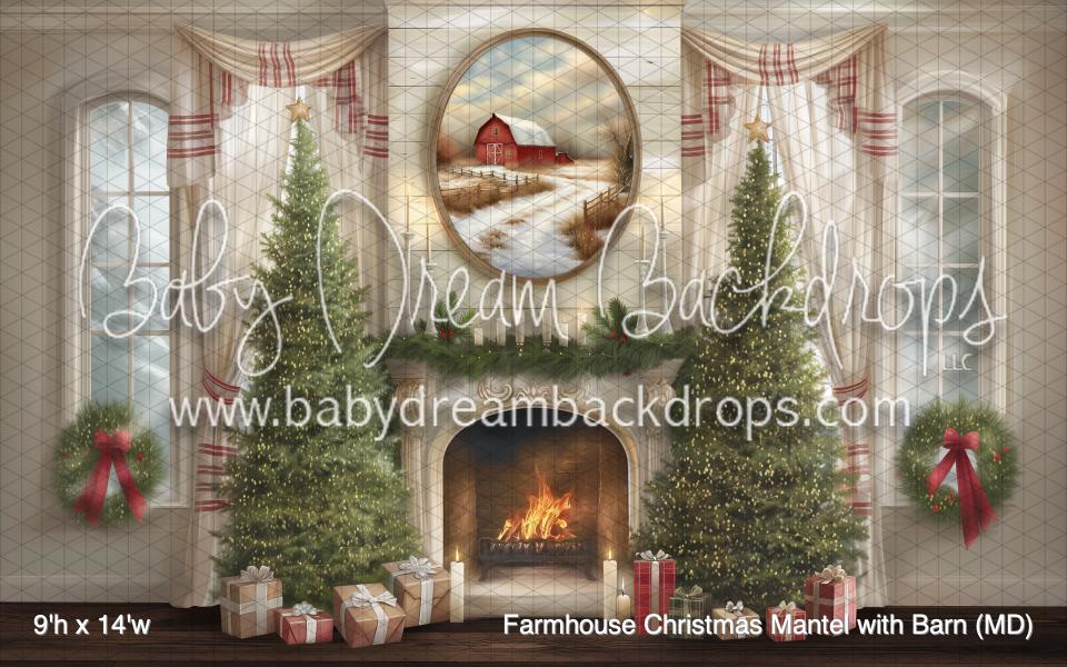Farmhouse Christmas Mantel with Barn (MD)