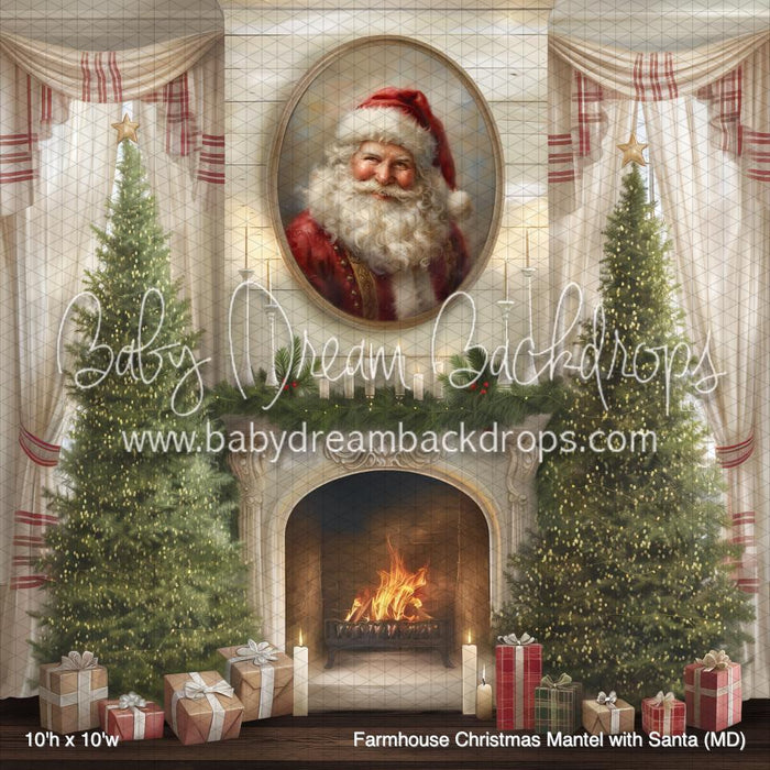 Farmhouse Christmas Mantel with Santa (MD)