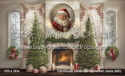 Farmhouse Christmas Mantel with Santa (MD)