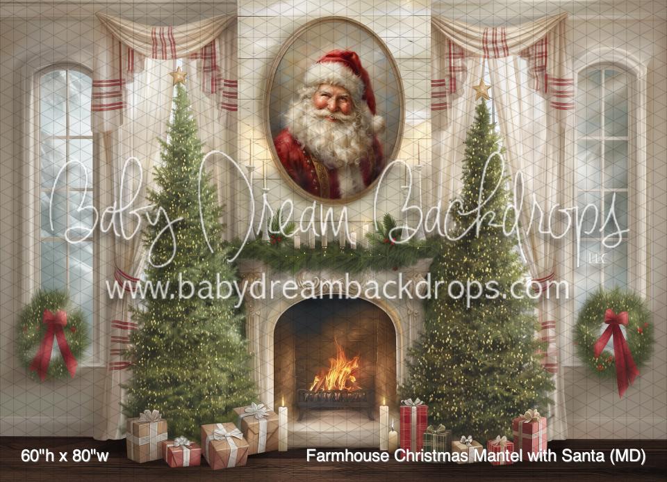 Farmhouse Christmas Mantel with Santa (MD)