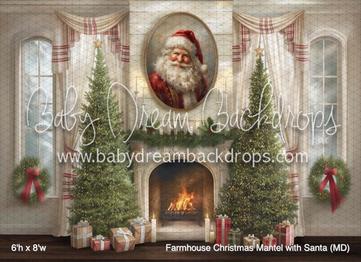 Farmhouse Christmas Mantel with Santa (MD)