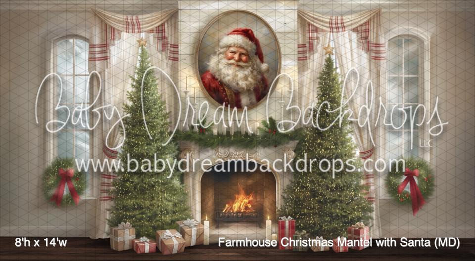 Farmhouse Christmas Mantel with Santa (MD)
