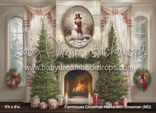 Farmhouse Christmas Mantel with Snowman (MD)