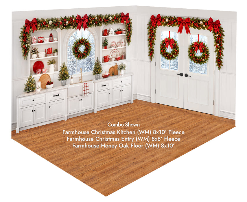 Farmhouse Christmas Kitchen +  Farmhouse Christmas Entry + Farmhouse Honey Oak Floor (WM)