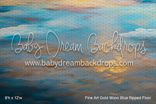 Fine Art Gold Moon Blue flipped Fabric Floor (AZ)