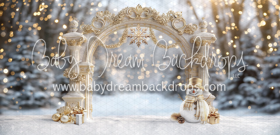 Gold Sparkle Arch with snowman (MD)