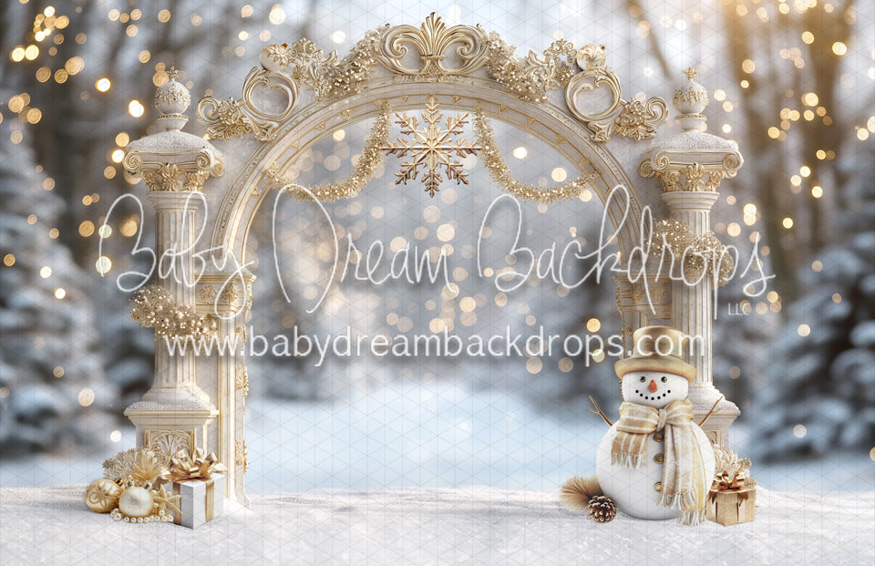 Gold Sparkle Arch with snowman (MD)